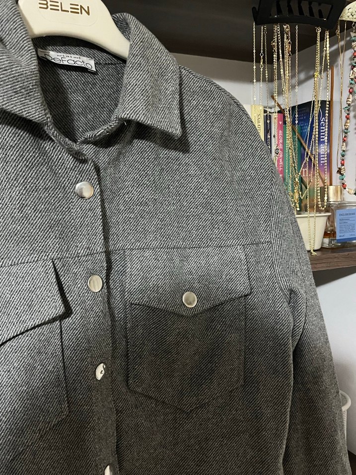 Defacto Gri Düğmeli Ceket - Görsel 4