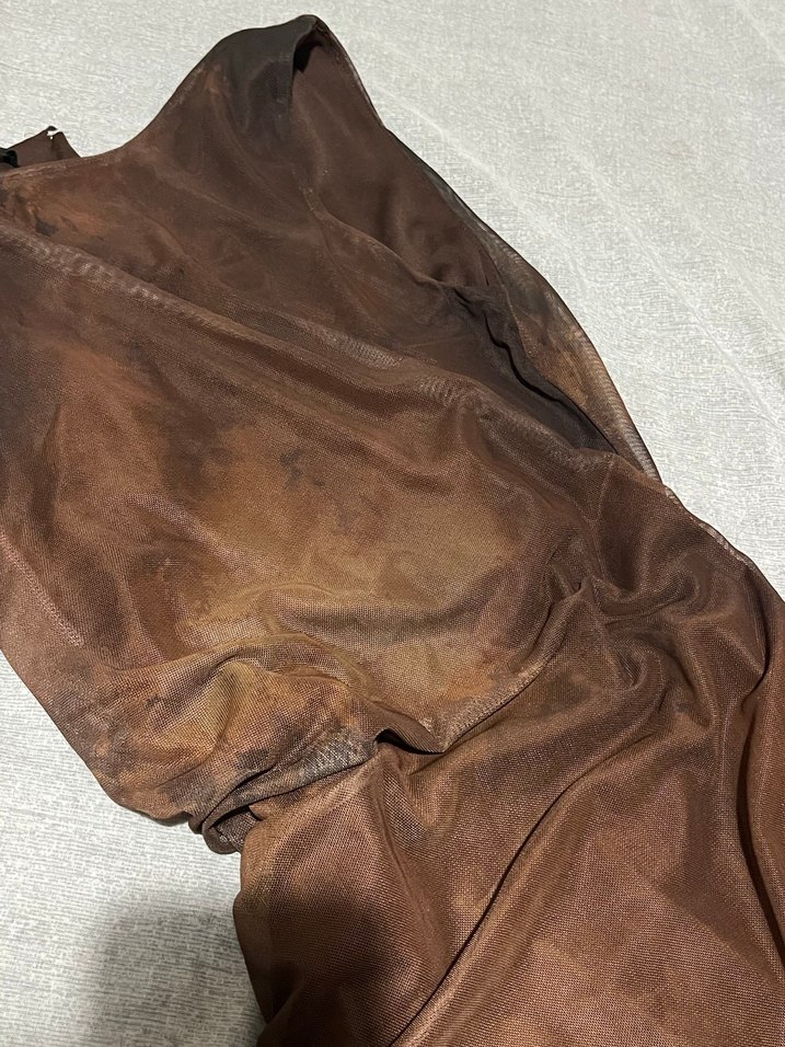 Kahverengi Midi Drapeli Elbise - Görsel 3