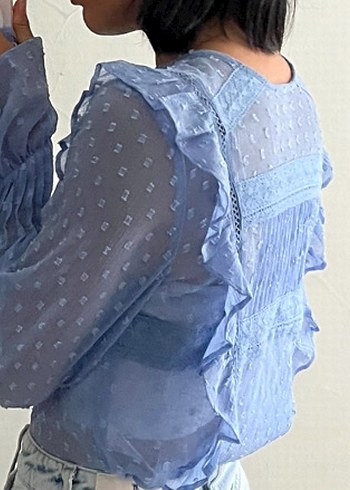 H&M nakışlı transparan gömlek - Görsel 2