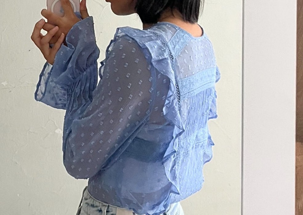 H&M nakışlı transparan gömlek - Görsel 2