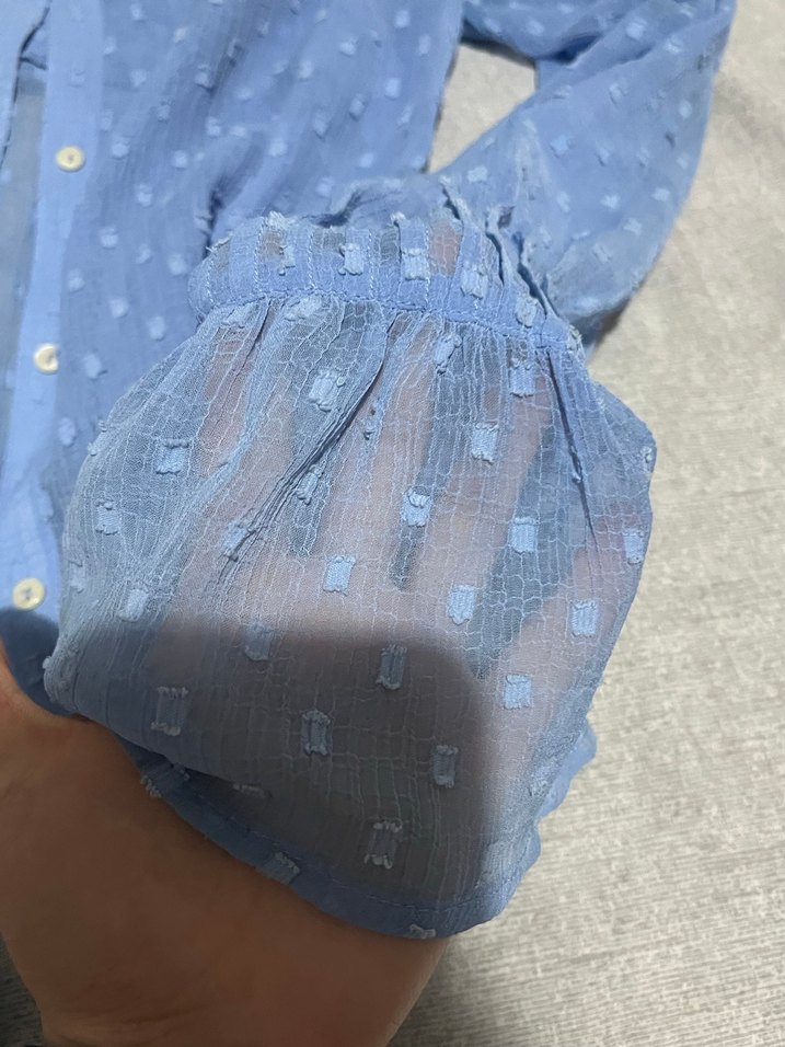 H&M nakışlı transparan gömlek - Görsel 3