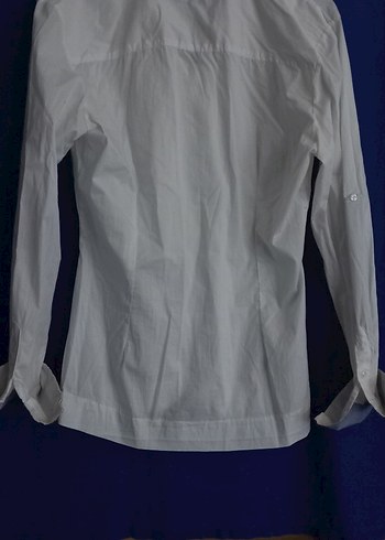 Düğmeli Beyaz Kumaş Kadın Gömlek - Görsel 3