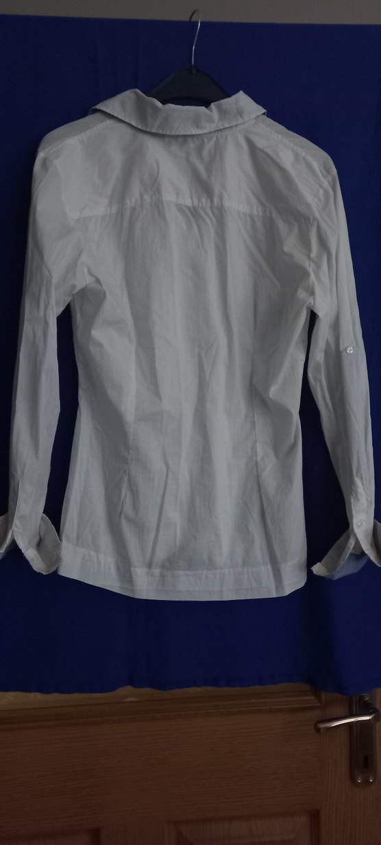 Düğmeli Beyaz Kumaş Kadın Gömlek - Görsel 3