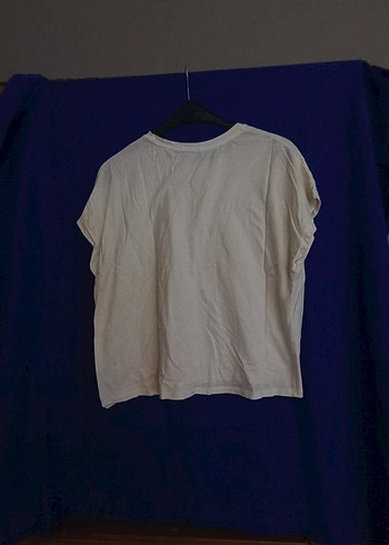 Beyaz Baskılı Kadın Kısa Kollu Tişört - Görsel 3