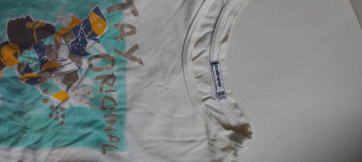 Beyaz Baskılı Kadın Kısa Kollu Tişört - Görsel 2