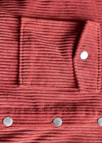 Kızıl Kahve Kadın Düğmeli Salaş Gömlek - Görsel 2