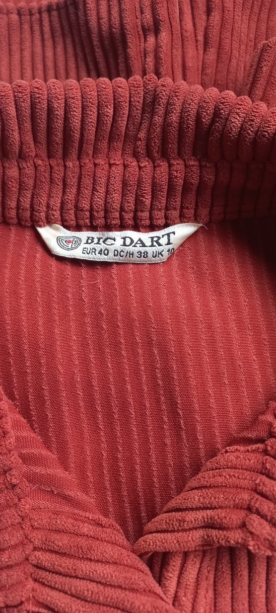 Kızıl Kahve Kadın Düğmeli Salaş Gömlek - Görsel 3