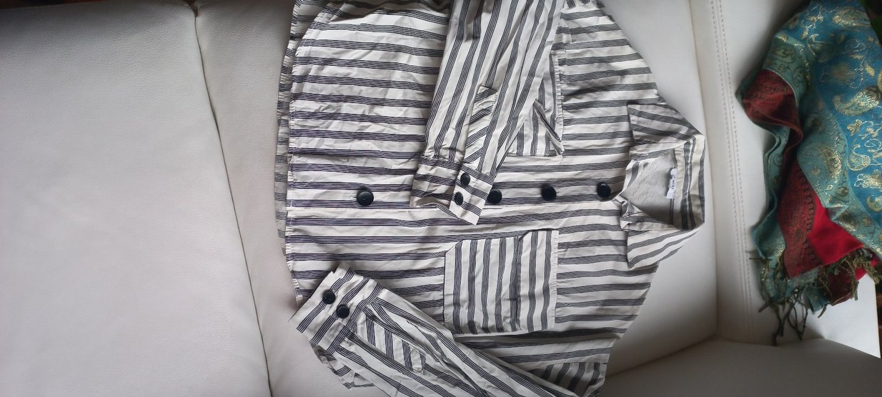 Gri Çizgili Uzun Kollu Kadın Gömlek - Görsel 3