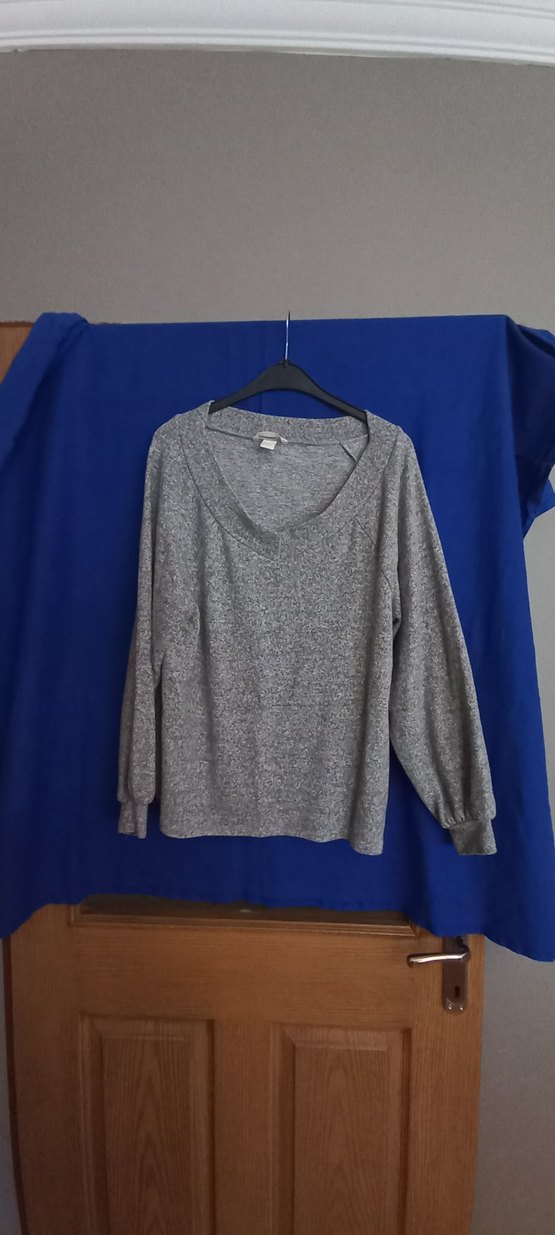 Gri Kadın Örgü Sweatshirt - Görsel 3