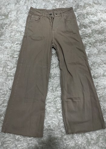 Bej Rahat Kesim Midi Kadın Kot Pantolon - Görsel 3