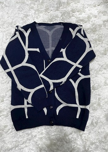 Desenli V Yaka Midi Kadın Hırka - Görsel 2