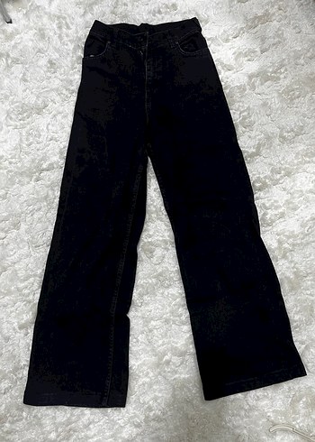 Kadın Siyah Geniş Paça Yüksek Bel Jean - Görsel 2