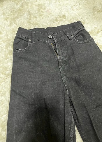 Kadın Siyah Geniş Paça Yüksek Bel Jean - Görsel 3