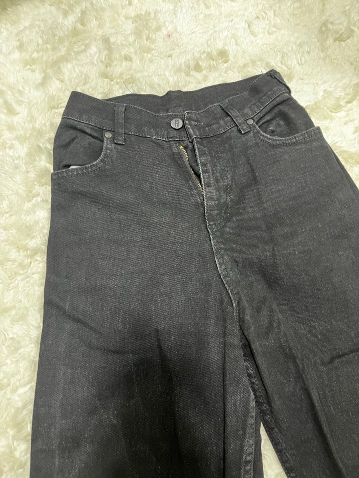 Kadın Siyah Geniş Paça Yüksek Bel Jean - Görsel 3