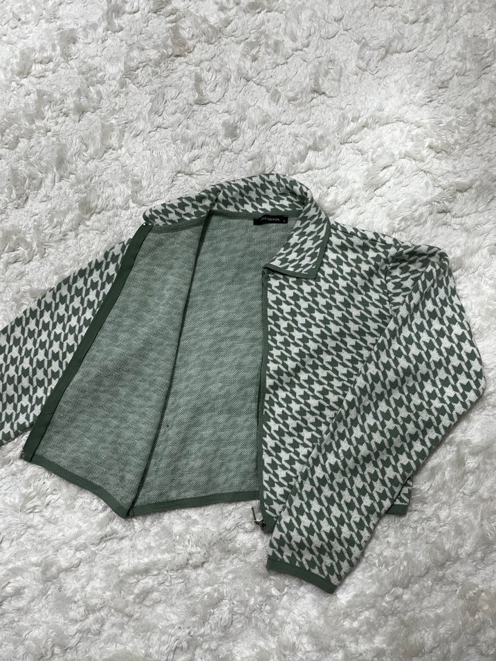 Pastel Yeşil Mini Triko Hırka Uzun Kollu - Görsel 4