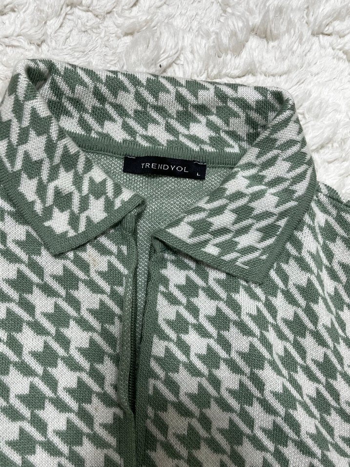 Pastel Yeşil Mini Triko Hırka Uzun Kollu - Görsel 5