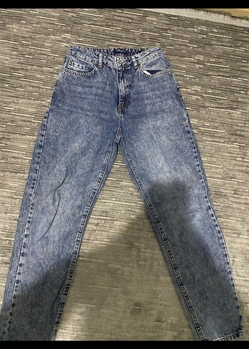 Gri Mavi Midi Boy Bol Kesim Kadın Kot Pantolon - Görsel 3