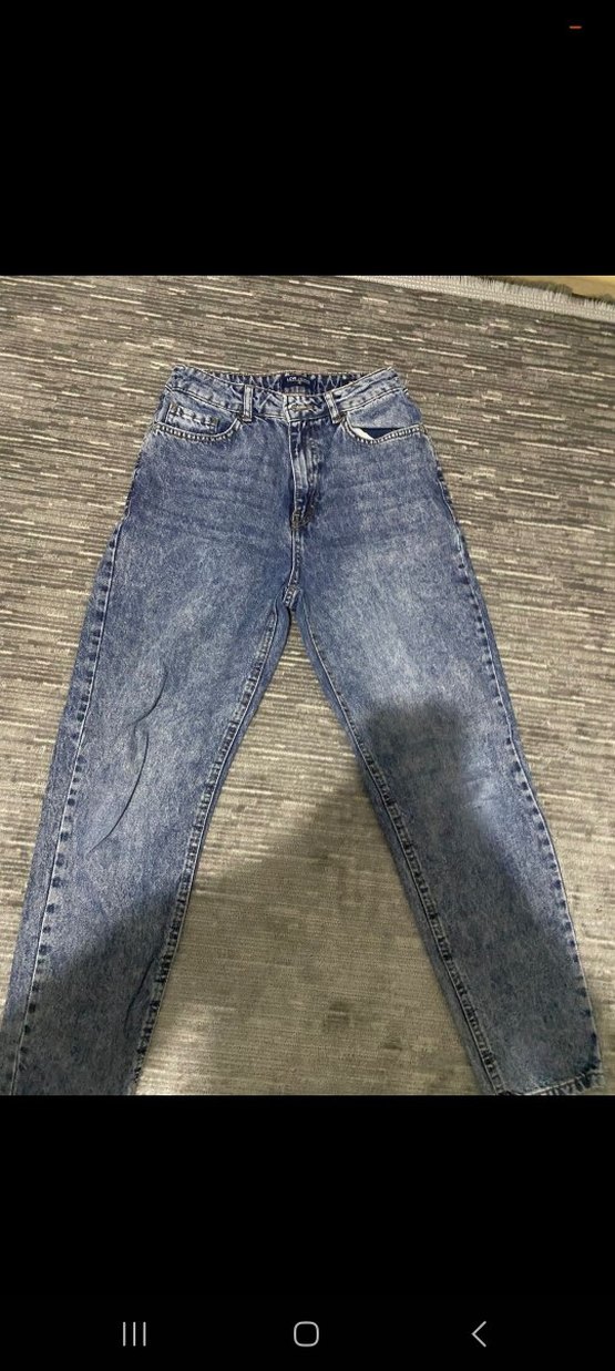 Gri Mavi Midi Boy Bol Kesim Kadın Kot Pantolon - Görsel 3