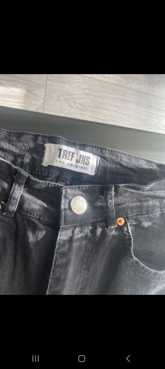 Düğmeli siyah Kadın Kot Pantolon - Görsel 2