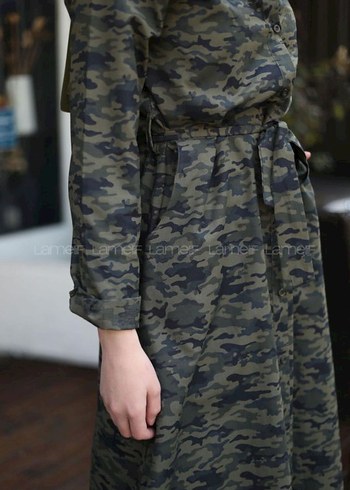 Kamuflaj Desenli Uzun Salaş Elbise - Görsel 3