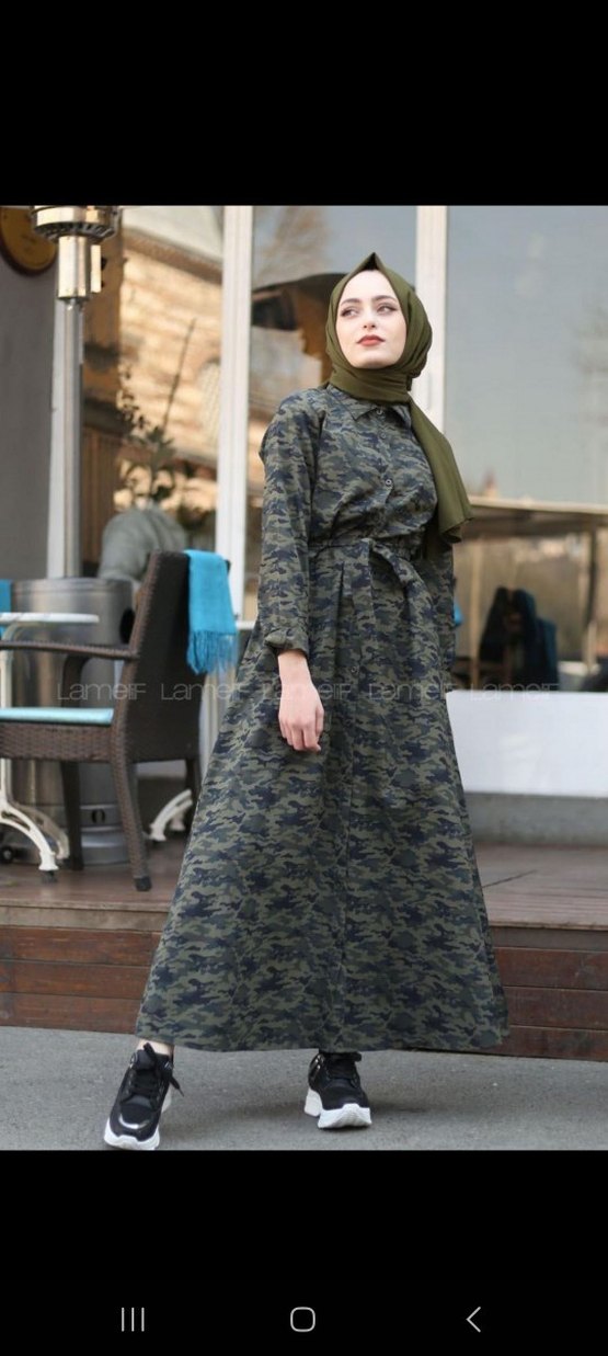 Kamuflaj Desenli Uzun Salaş Elbise - Görsel 2