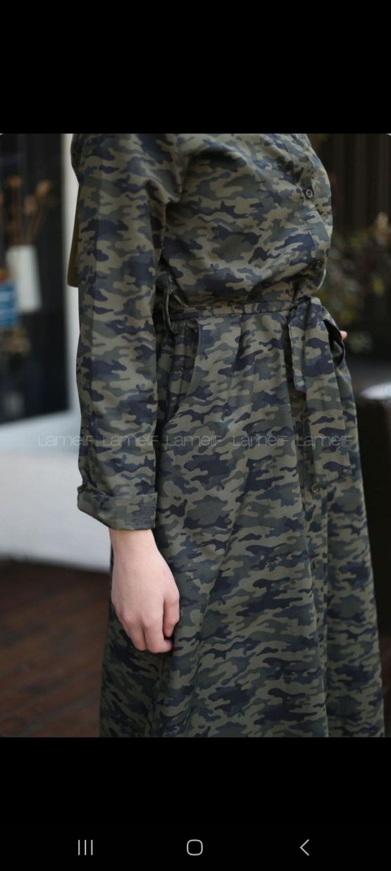 Kamuflaj Desenli Uzun Salaş Elbise - Görsel 3