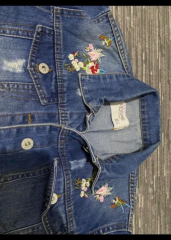 Nakış İşlemeli Düğmeli Kadın Kot Ceket - Görsel 3