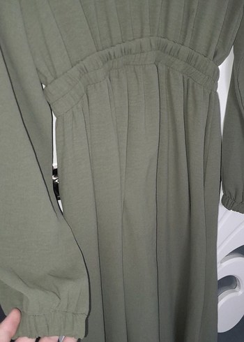 Kadın Haki Uzun Drapeli Elbise - Görsel 4