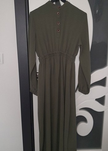 Kadın Haki Uzun Drapeli Elbise - Görsel 2