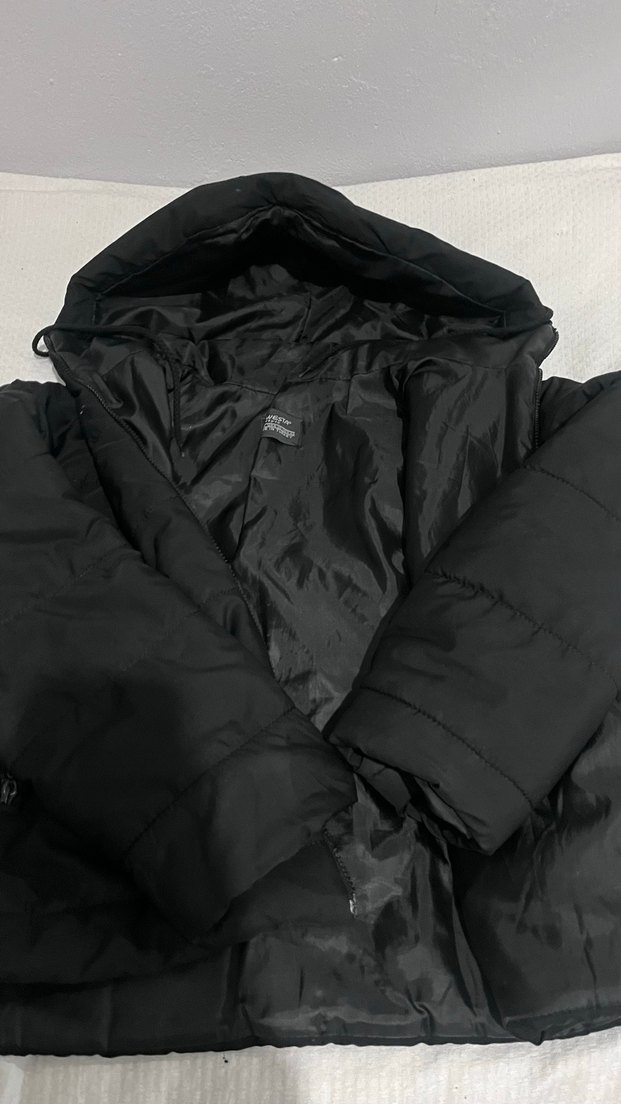 Siyah Fermuarlı Kapüşonlu Kadın Ceket - Görsel 3