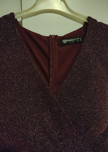 Bordo V Yakalı Midi Elbise - Görsel 3