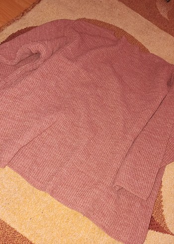 V Yaka Uzun Kollu pembe Kadın Kazak - Görsel 3