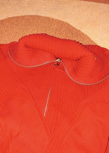 Kırmızı Balıkçı Yaka Triko Kadın Kazak - Görsel 3