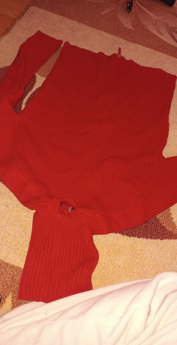 Kırmızı Balıkçı Yaka Triko Kadın Kazak - Görsel 4