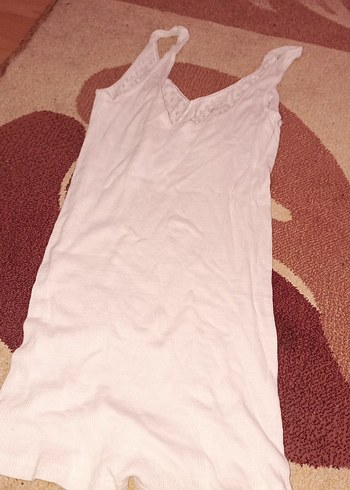 Dantel Detaylı Beyaz Bohem Midi Askılı Üst - Görsel 4