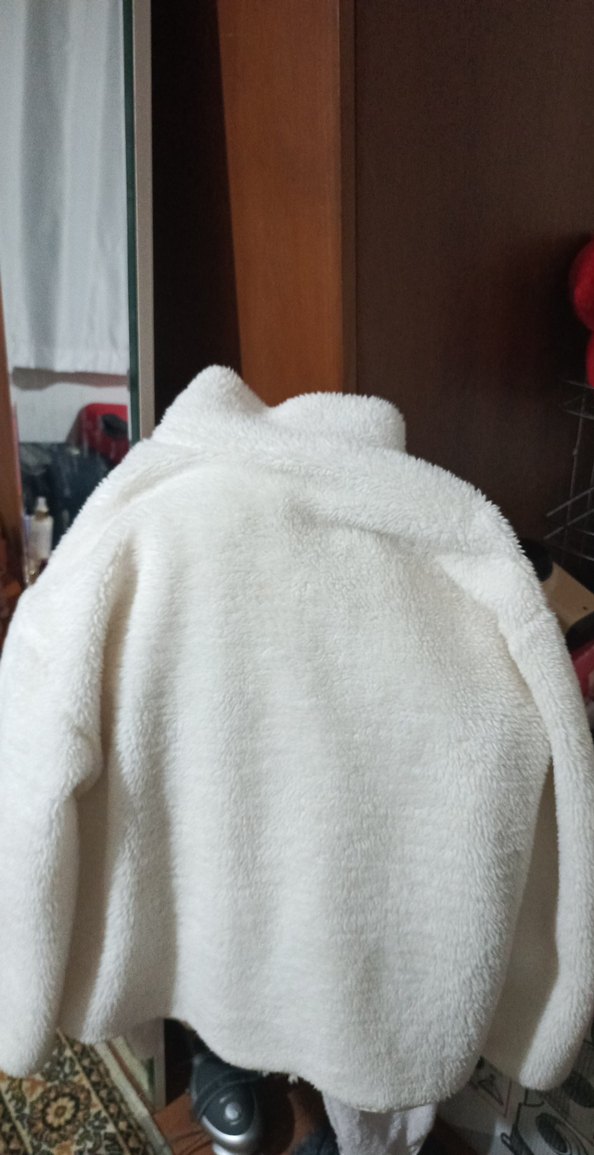 Beyaz Fermuarlı Kadın Polar Ceket - Görsel 5