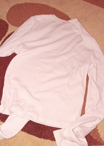 beyaz Pamuklu Uzun Kollu Tişört - Görsel 2