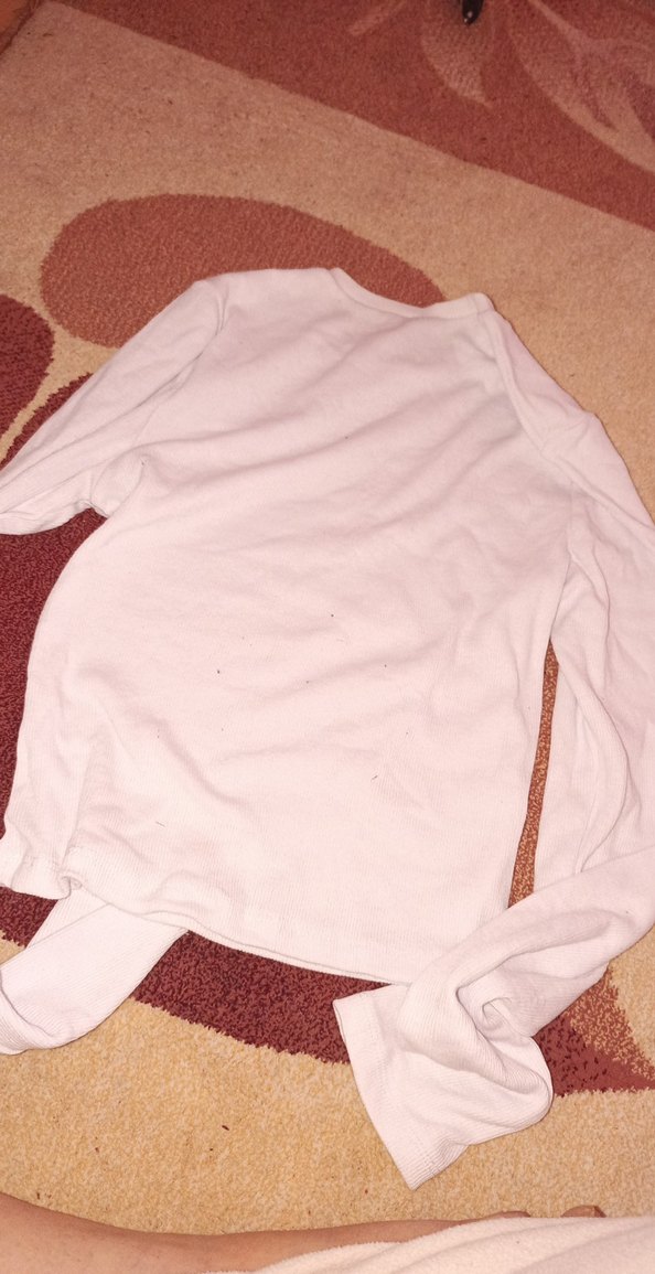 beyaz Pamuklu Uzun Kollu Tişört - Görsel 2