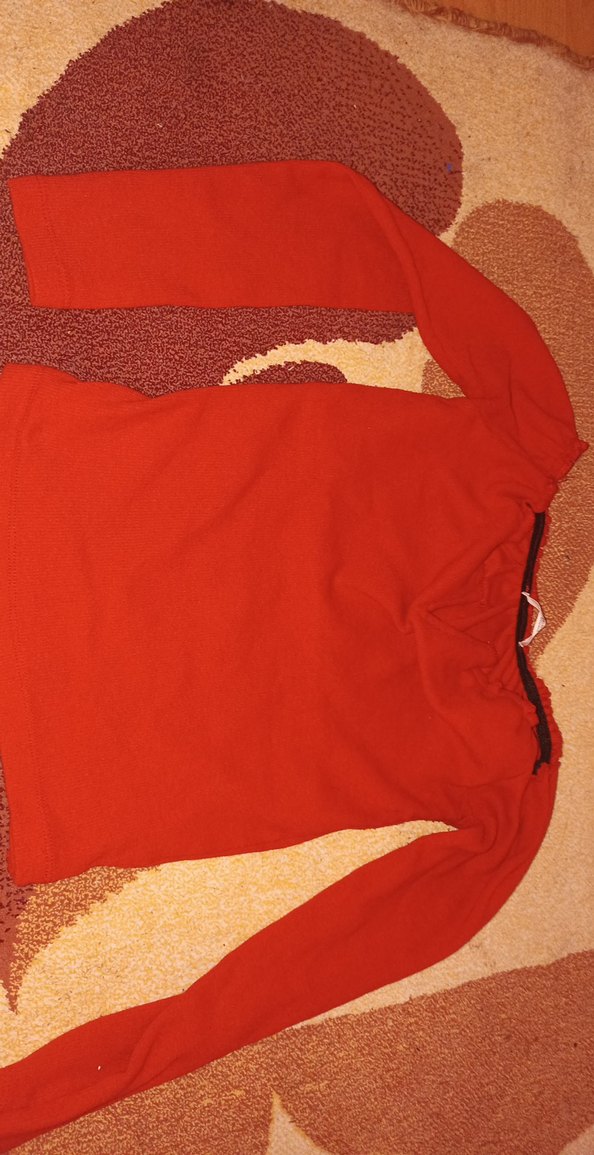 Kırmızı Uzun Kollu v yaka Bluz - Görsel 2