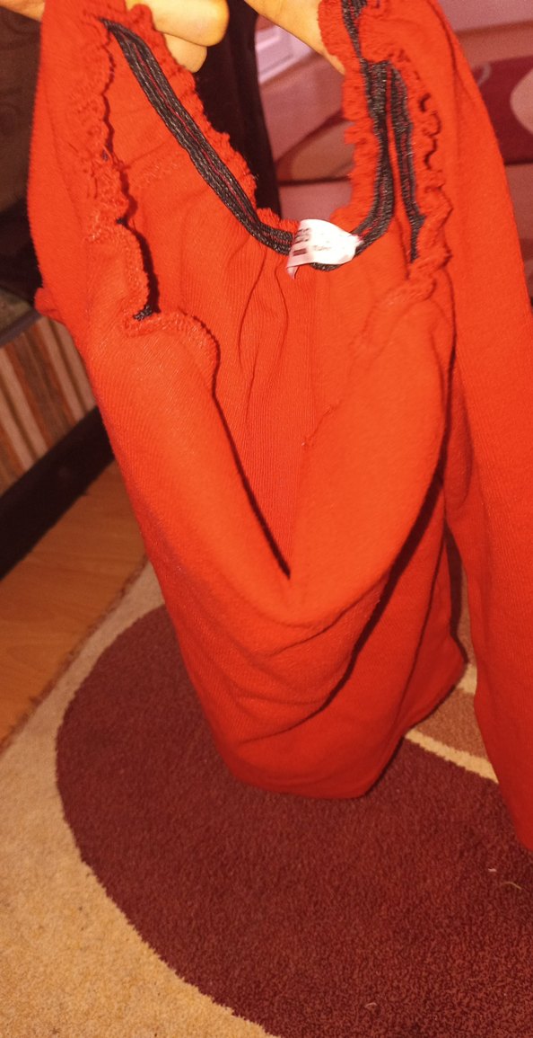 Kırmızı Uzun Kollu v yaka Bluz - Görsel 5