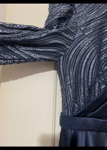 Lacivert Uzun Kadın Abiye Elbise - Görsel 3