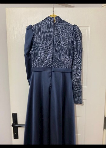 Lacivert Uzun Kadın Abiye Elbise - Görsel 6