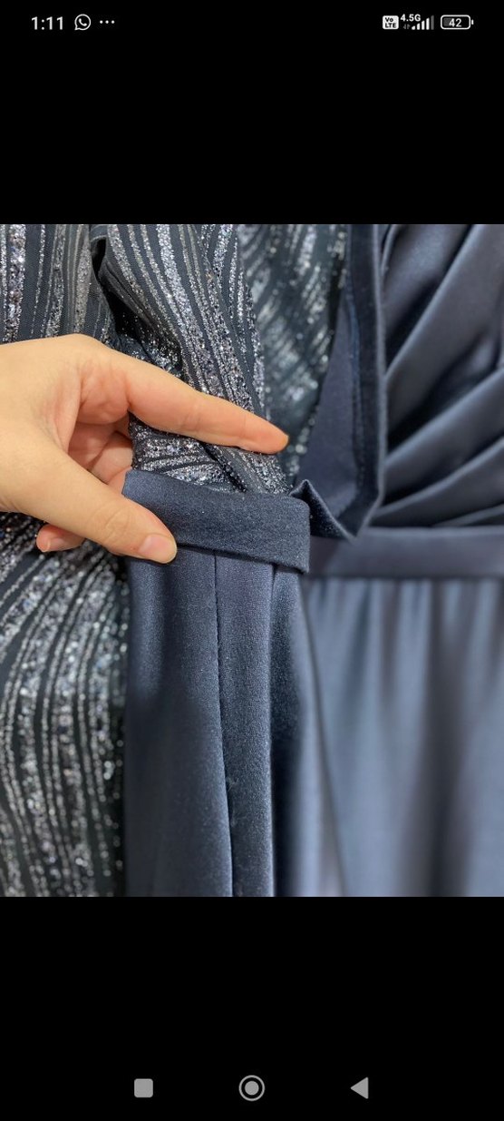 Lacivert Uzun Kadın Abiye Elbise - Görsel 4