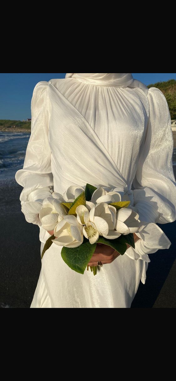 Beyaz Abiye Tesettür - Görsel 5