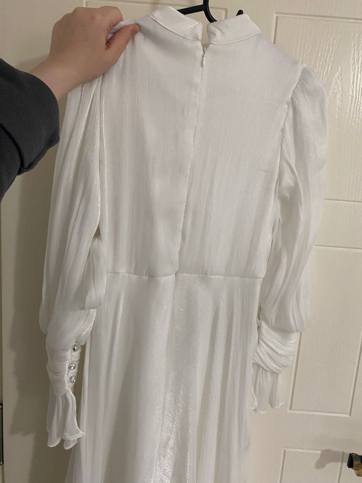 Beyaz Abiye Tesettür - Görsel 3