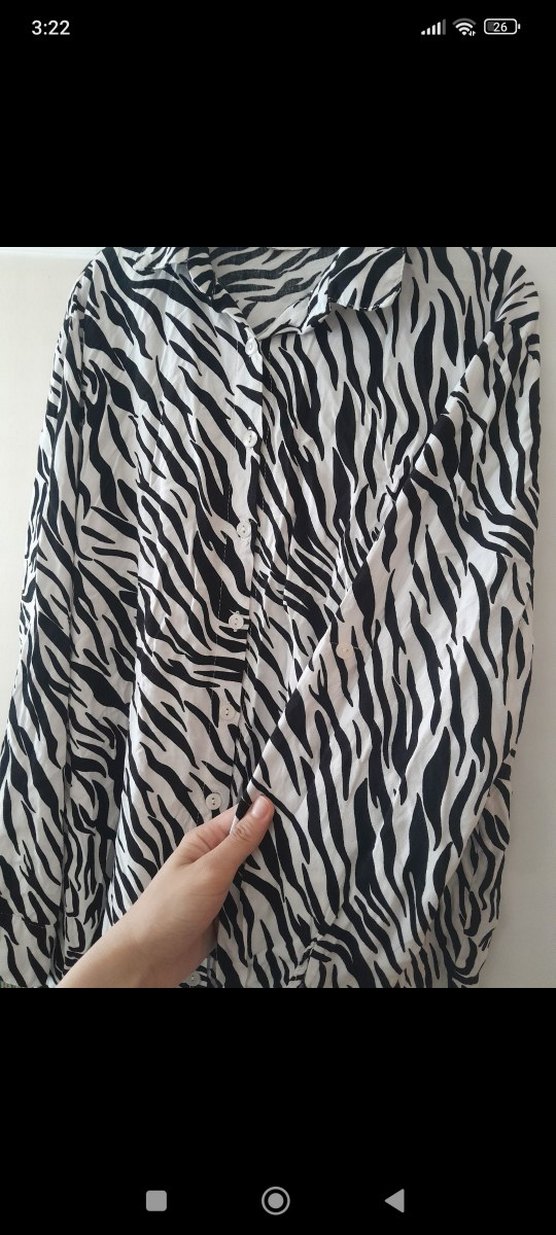 Zebra Desenli Uzun Kollu Kadın Gömlek - Görsel 2