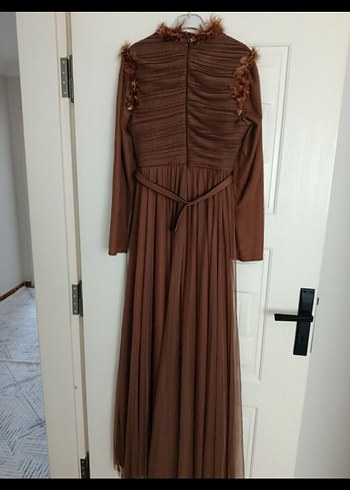 Kahverengi Kadın Abiye Elbise - Görsel 3