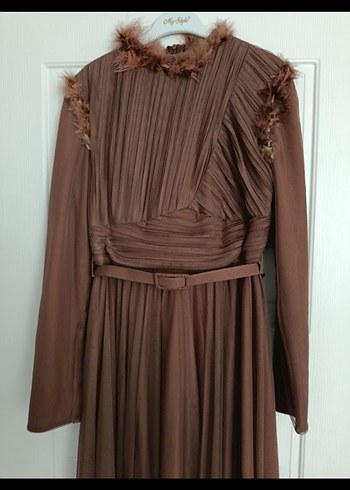 Kahverengi Kadın Abiye Elbise - Görsel 2