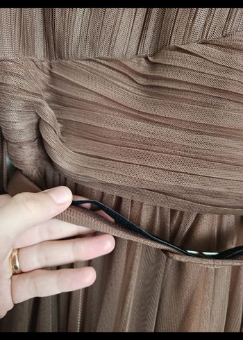 Kahverengi Kadın Abiye Elbise - Görsel 8