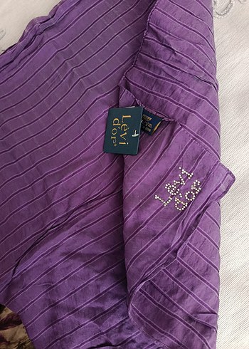 Levi dor Kadın Mor Keten Pilili Şal - Görsel 2